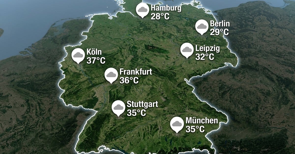 Deutschland: heiß und bedeckt