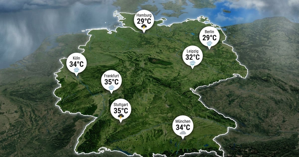 Regen, Gewitter, bis 35 Grad