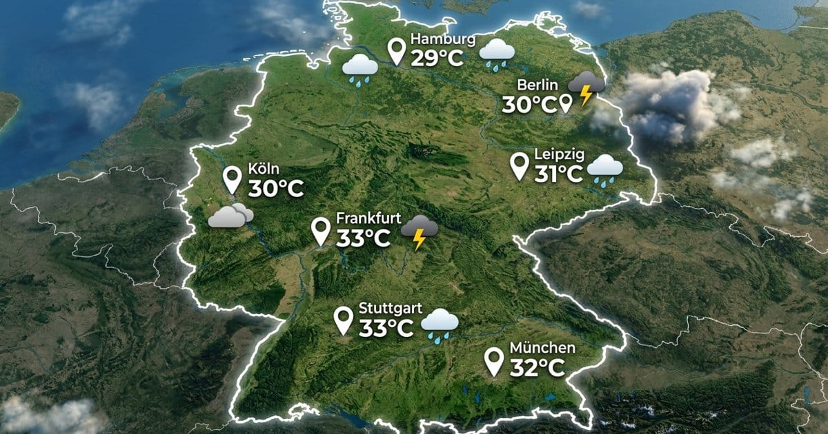 Deutschland: warm, teils nass