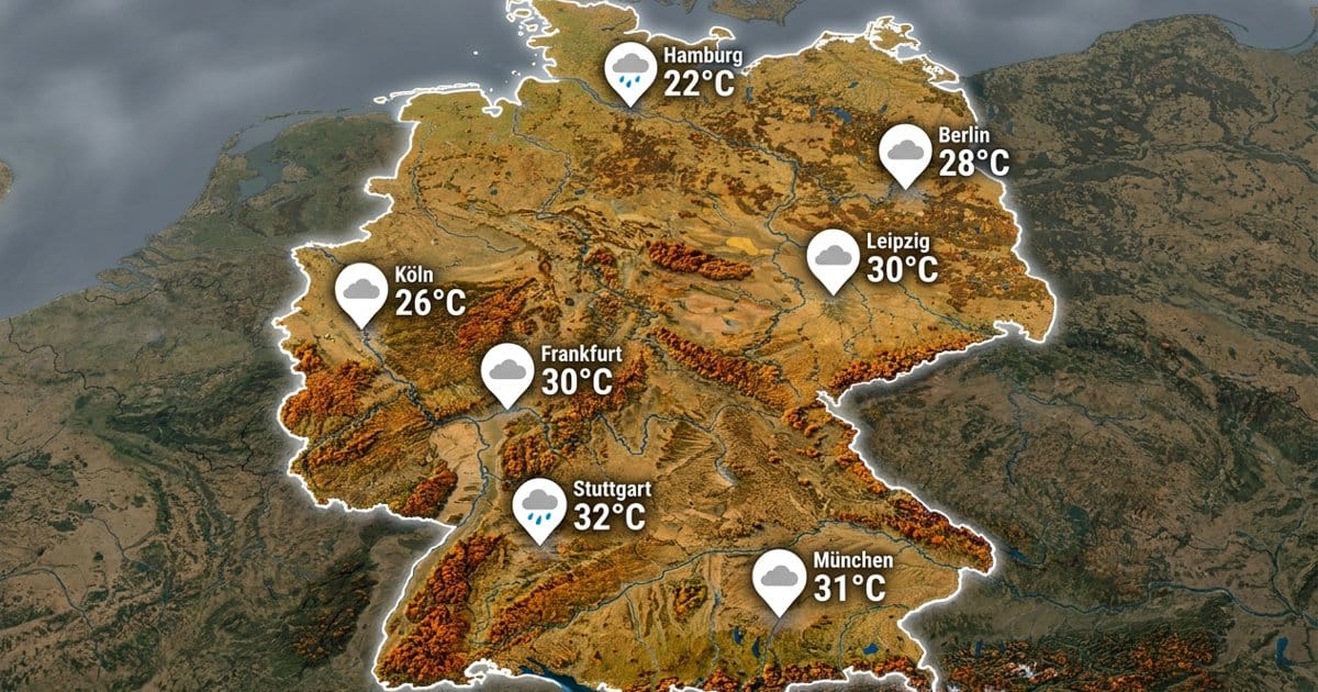 Deutschland: warm, teils nass