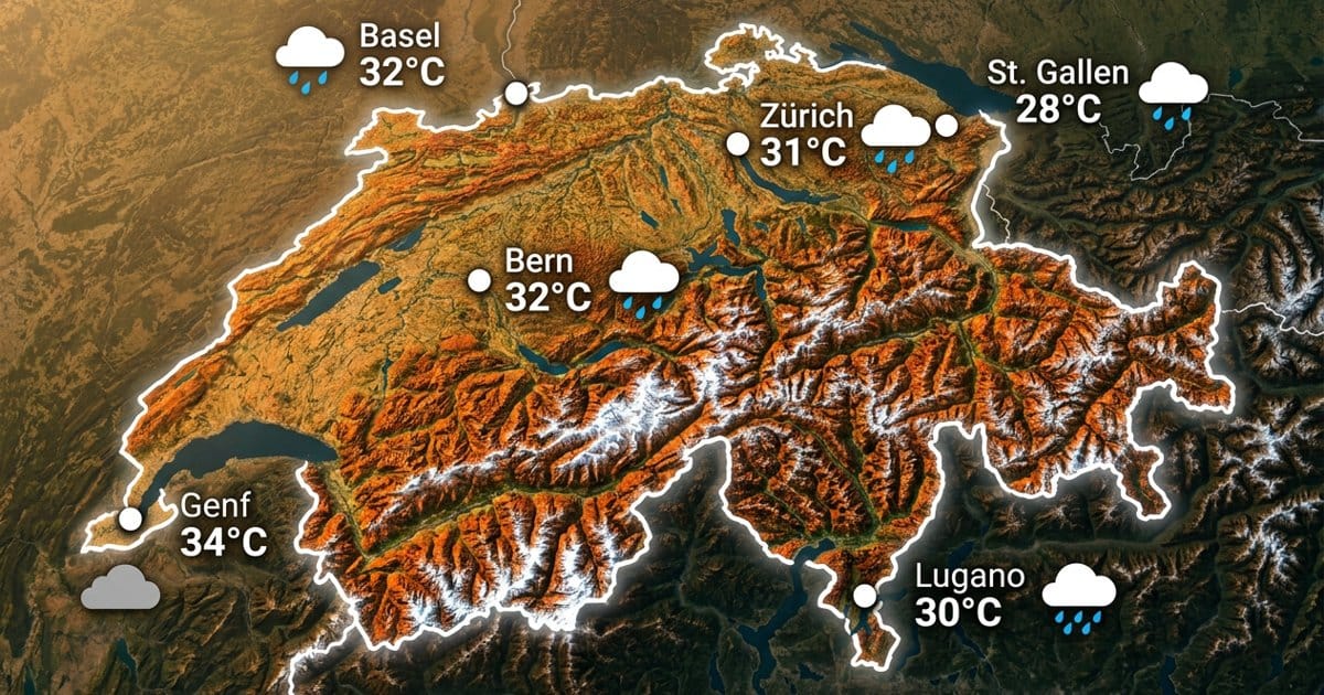 Schweiz: warm, oft Schauer