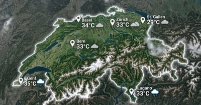 Schweiz: heiß und oft bedeckt